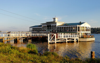 Landscape with a river in the city of Kostroma, Russia.