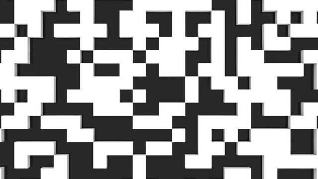 White cubes on a black background. Qr code.