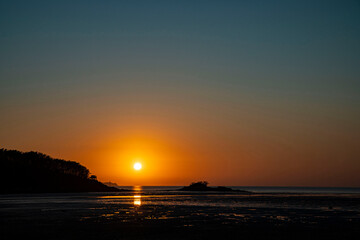 바다 너무 지는 태양