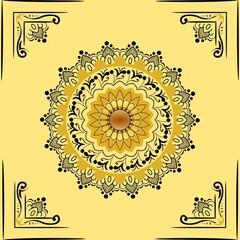 mandala design with gold, brown, and black color combinations. can be used for anything