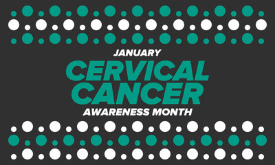 Fototapeta na wymiar Cervical Cancer Awareness Month. Celebrate annual in January. Woman healthcare. Girl solidarity. Cancer prevention. Female disease. Medical healthcare concept. Poster, banner and background. Vector
