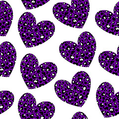 Seamless pattern Hearts animal print. Leopard heart vector illustration