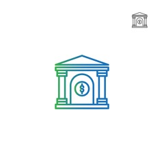 bank gradient outline Icon. bank and financial vector illustration on white background