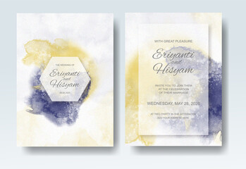 Beautiful wedding card watercolor with splash 