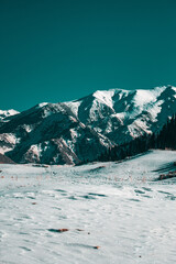 View of Almaty mountains in winter