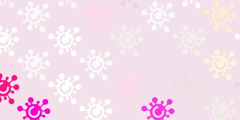 Light Pink vector background with covid-19 symbols.