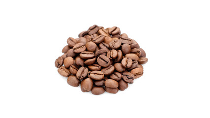 roasted coffee beans isolated on white background
