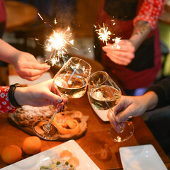 new year restaurant cafe wine christmas sparklers holiday