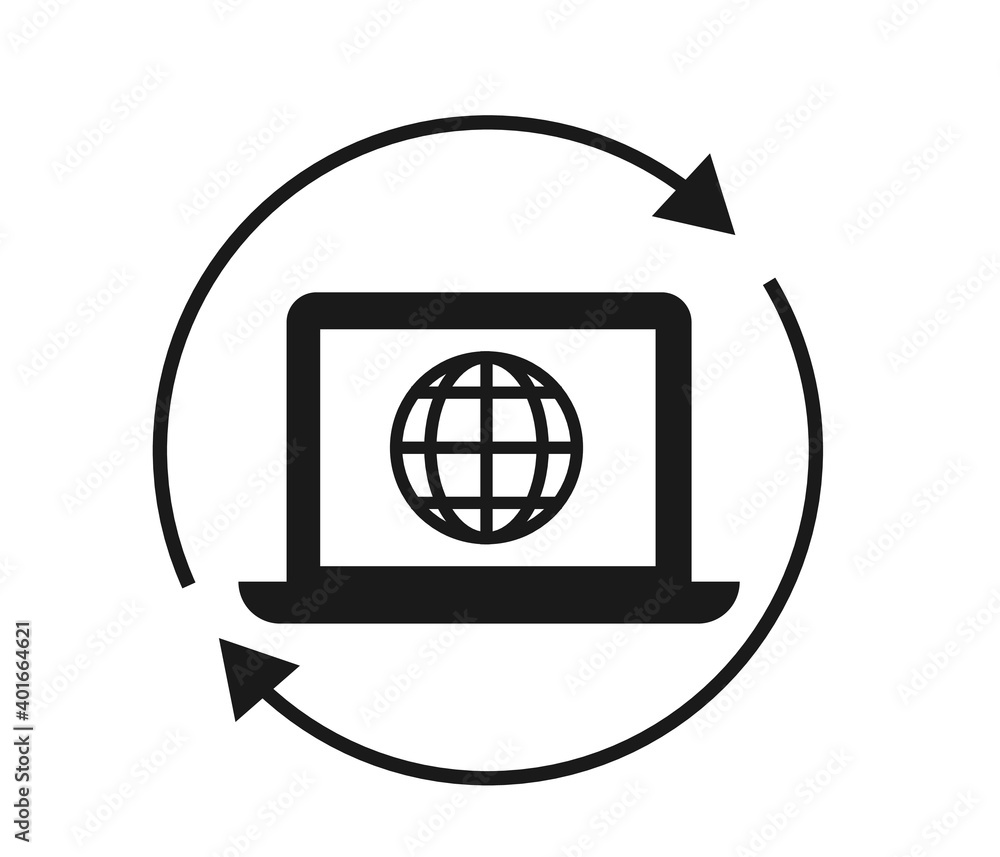 Poster globe and computer symbol. the concept of change and renewal