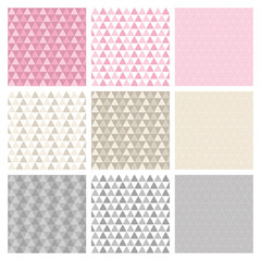 A set of seamless triangle patterns. Colorful vector illustration