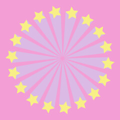 Retro stars on a circle digital vector art in pastel colors.	
