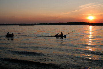 Beautiful sunset on the Samara Volga