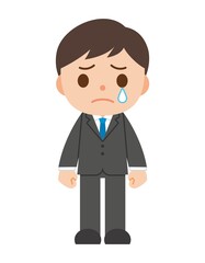 泣く スーツ 男性