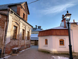 Historical buildings in Kadashevskaya Sloboda in winter. Russia, Moscow