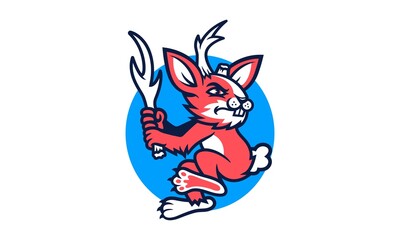 Jackalope Baseball Mascot Vector Illustration