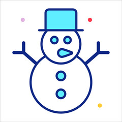 snow man icon, modern style Christmas and New Year line icon, Isolated winter holiday symbols