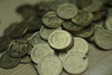 Ukrainian pennies on the table