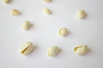 Pistachios isolated on white background.