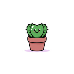 Cute of cactus in love Valentine's Day concept