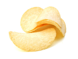 Naklejka na ściany i meble Potato chips on white background