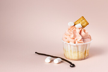 Cupcake with marshmallow and crackers