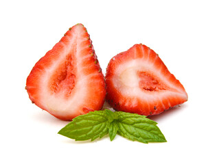 Fresh red ripe strawberry isolated on white, macro image 