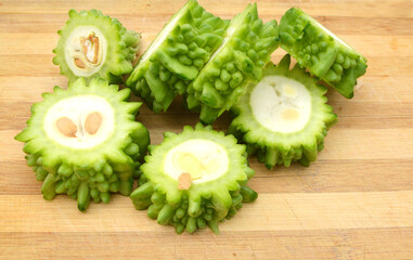 Bitter melon on white background