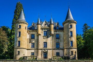 Fototapeta na wymiar The 13th century Montivert Castle in Ardeche, France looks like a fairy tale castle