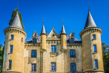 Fototapeta premium The 13th century Montivert Castle in Ardeche, France looks like a fairy tale castle