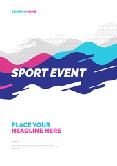 Poster design with abstract dynamic waves for sports event, competition or championship. Sports background.