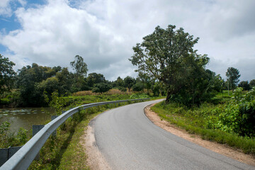 idyllic Country side Landscape - blue sky with white clouds