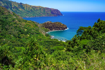 Fototapeta na wymiar French Polynesia, Marquesas, Coastline of Hiva Oa Island.