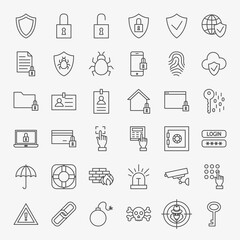 Fototapeta premium Security Line Icons Set