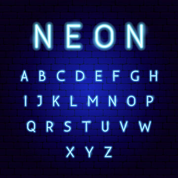 Blue Neon Alphabet
