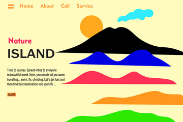 Nature landing page with vintage colors. Web template, background, mobile apps, UI, UX design. 