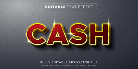 Editable text effect in casino gold cash style