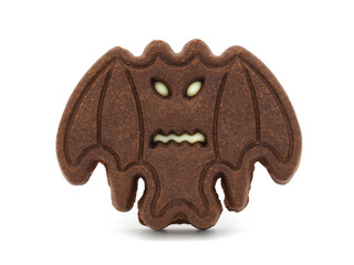 Halloween bat cookie isolated on white background