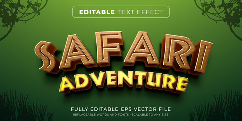 Editable text effect in safari game style - obrazy, fototapety, plakaty