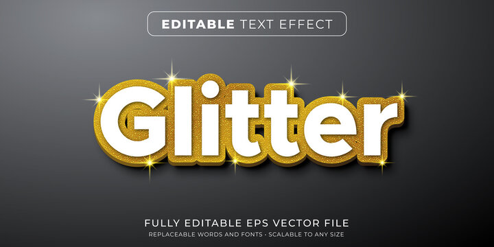 Editable text effect in gold glitter style