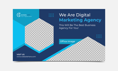 Digital business marketing agency horizontal size social media post web ads banner template Premium Vector