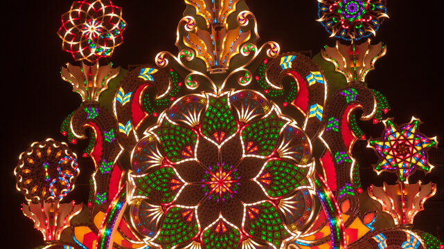 Art made with lights during 'Las Parrandas de Remedios' in Villa Clara, Cuba