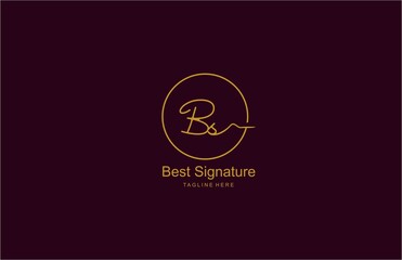 Circle Calligraphy Signature Letter BS Logotype