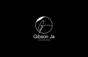 Circle Calligraphy Signature Letter GJ Logotype