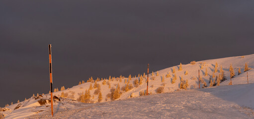 Belchen im Schwarzwald im Winter Sonnenaufgang