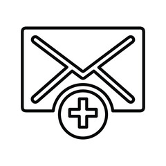 Communication, add email outline icon. line art design