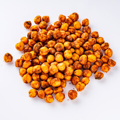 fried chickpeas on a white acrylic background
