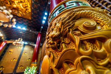 Interior of Thousand Buddha Temple or Chua Van Phat pagoda in District 5, Ho Chi Minh City, Vietnam