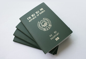 close up Republic of Korea passport isolated white background