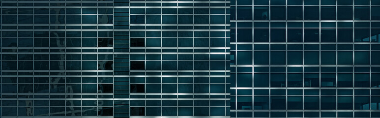 Modern office building windows for background with shadows and light spots