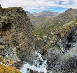 Reculaz gorge and waterfall in Vanoise national park,france